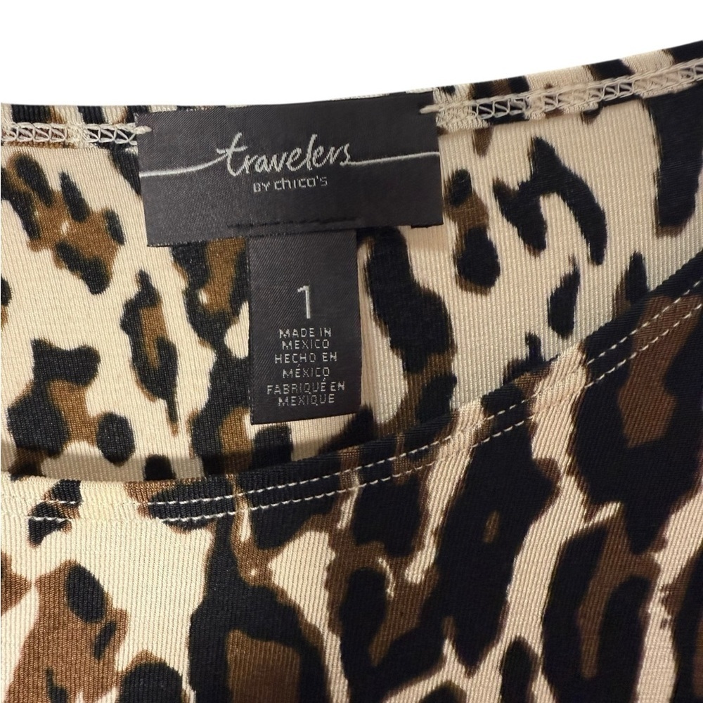 Chico's Animal Print Top with Asymmetrical Design - Picture 2 of 9